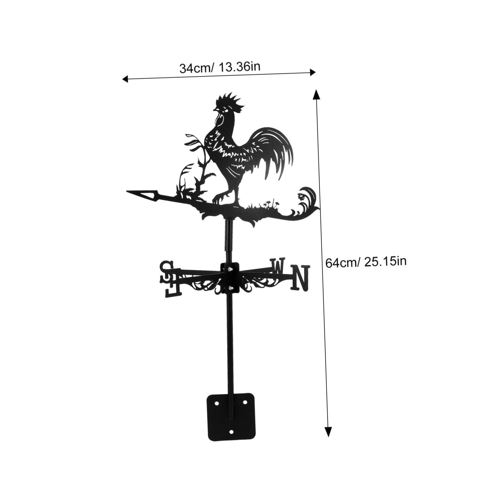 ifundom Retro Wetterfahne aus Eisen mit Windrichtungsanzeiger für Haus und Scheune Leicht zu Montieren Verschleißfest Dekorativer Windmesser Garten Deko Huhn Schwarz