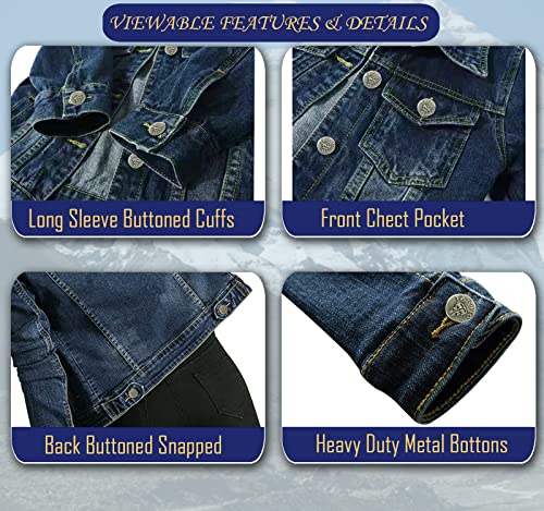 Juicy Trendz Women's Fashion Denim Jacket – Classic Blue Jean, Button-Down, Stretch, Long Sleeves, Stylish Outerwear3