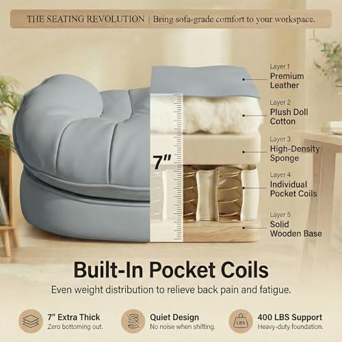 Image of Efomao Big & Tall Desk Chair, Wide Executive Office Chair with Footrest Grey