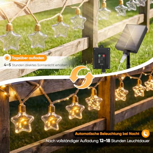 Cuerda de luces solares impermeables de 5 metros con 8 modos de iluminación exterior 2