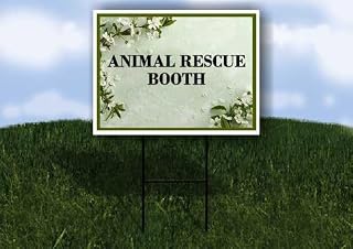 Animal Rescue Booth Spring Flowers Sage Green Single Sided 18x24 in. Yard Road Sign w/Stand