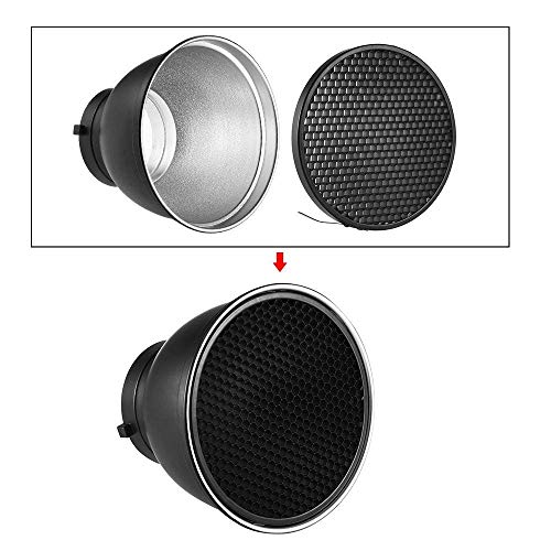 Image of Andoer 7 inch Standard Reflector Diffuser Lamp Shade Dish with 60 Honeycomb Grid for Bowens Mount Studio Strobe Flash Light Speedlite (with Soft Cloth)