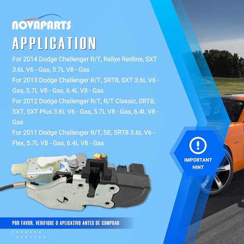 Image of NOVAPARTS 68064402AF Front Right Passenger Side Door Latch Lock Actuator for 2011 2012 2013 2014 Dodge Challenger Replaces # 68064402AB 68064402AC 68064402AD