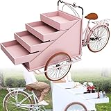 ZHPPED Dreirad-Verkaufswagen, Blumenwagen, Kiosk, Bauernmarktstand, mobiler Imbisswagen für den Außenbereich, mobiler Verkaufswagen, Kaffee-, Milch-, Tee- und Nachtmarktstand, Imbisswagen Pink