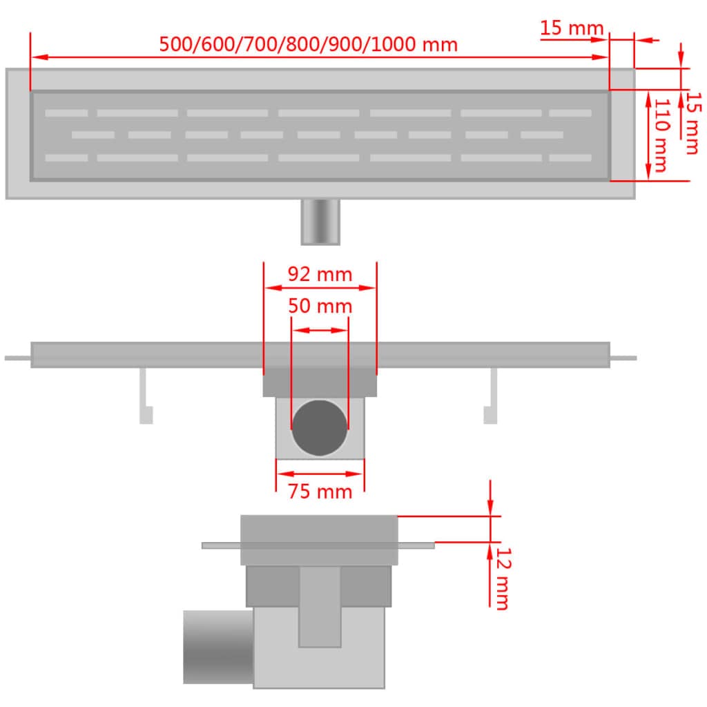 Inicio Muebles Desagüe de Ducha Lineal Burbuja 830x140 mm Acero Inoxidable