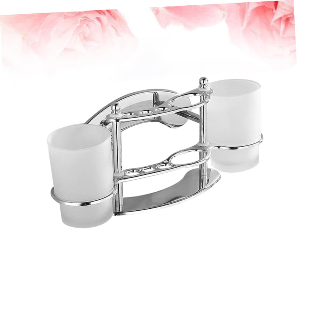Portaspazzolini Da Parete in Acciaio Portabicchieri in Vetro Per Bagno Supporto Per Spazzolini e Bicchieri Da Organizzatore Per Lavabo