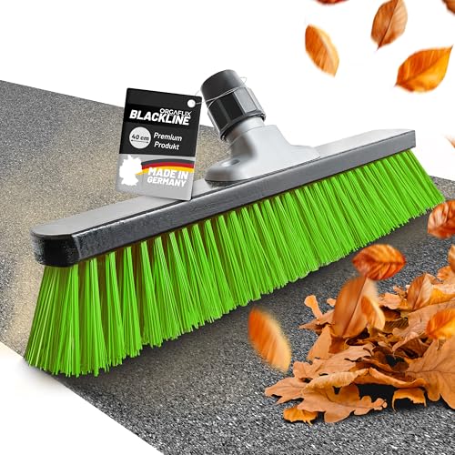 ORGAFLIX Blackline Green Street Broom 40 cm without Handle Powerful Broom for Outdoor Use, Extra Robust and Durable, Yard Broom, Garden Broom, Patio Broom, Broom without Handle, Made in Germany