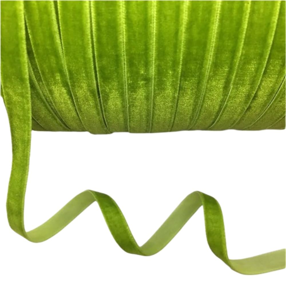 WEITINGKKK Ribbons for Gift Wrapping, Home Decor Velvet Ribbon 5 Yards 10mm Multicolor 1 Roll(Light Green)