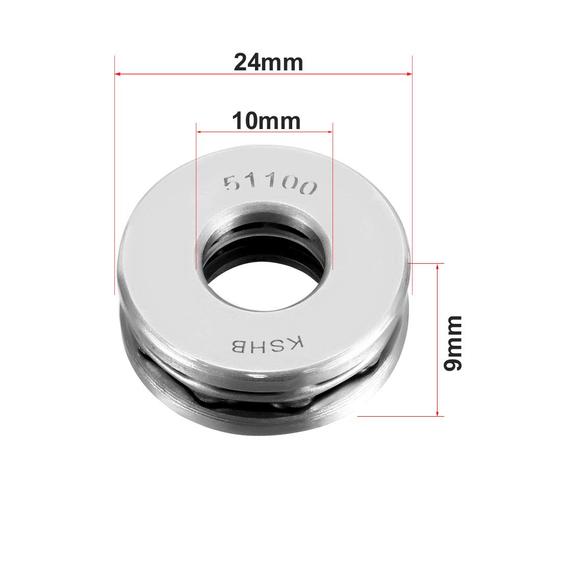 Thrust Ball Bearings - 10mm x 24mm Chrome Steel -3