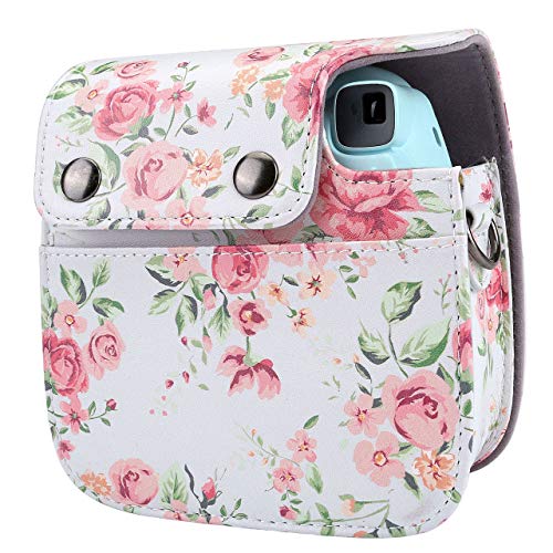 Yoption Instant Camera Case Compatible With Instax Mini 11, 9, 8, 8+, Vintage Pu Leather Camera Compact Case Bag With Pocket And Adjustable Shoulder Strap (White Floral) #TOP2