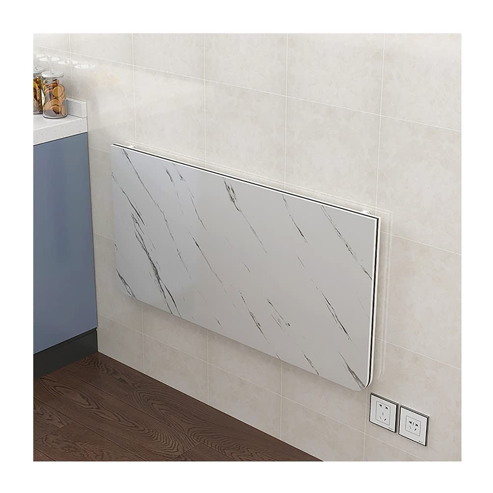 ZHANGGL Wall Mounted Folding Table with Marble Pattern Space Saving Desk for Kitchen and Dining Room White 70X50cm