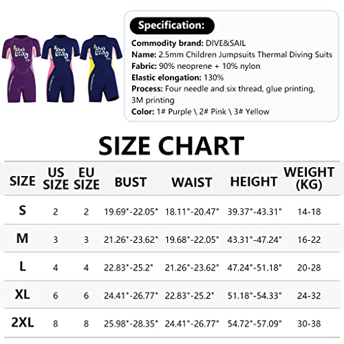 WREA Roupa de mergulho infantil DiveSail Roupa de mergulho de corpo inteiro Calças de manga curta Tr