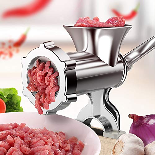 YIYU Manual Meat Grinder Hand Operated Aluminum Alloy Food Processor Multifunction Meat Grain Grinder Sausages Maker Wheat Grinder Kitchen Tools with Tabletop Clamp (L, Silver) - Thumbnail 5