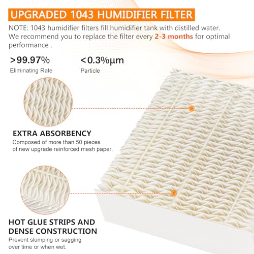 Blutoget 1043 Humidifier Wick Filters 3 Pack Replacement for Essick Air AIRCARE EP9500 EP9700 EP9800 EP9R500 EP9R800 821000 826000 826800 831000 &Bemis Space Saver 800 8000 Series Humidifiers