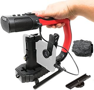 Movo MicRig Extreme Sport Edition - Video Grip Handle with Integrated Stereo Microphone