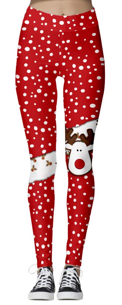 Imbry Women's Christmas Costume Leggings Workout Running Tights Yoga Pants (S/M,07)