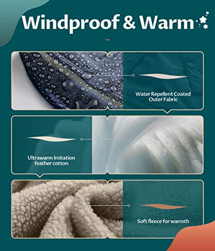 Creatmo Us Girl's Puffer Coat Mid Length Quilted Sherpa Lined Long Jackets For Kids Navy 10/12 #TOP3