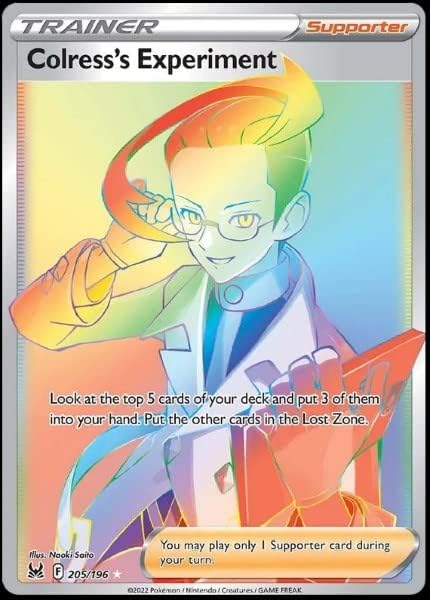 Pokemon - Colress's Experiment 205/196 Lost Origin - Full Art Trainer - Secret Rainbow Rare Foil