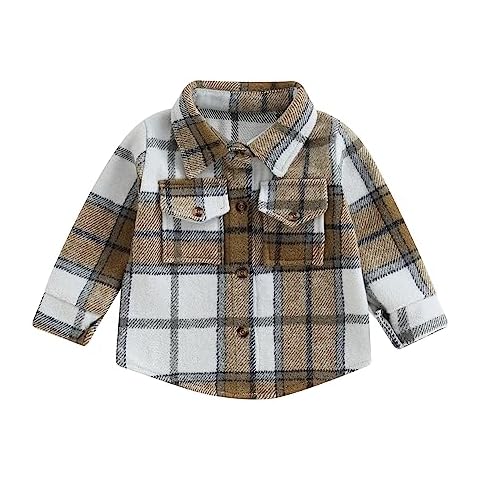 Thorn Tree Toddler Boys Clothes Button Down Flannel Shirt Plaid Pocket Fall Top Little Kids Long Sleeve Outerwear Cover