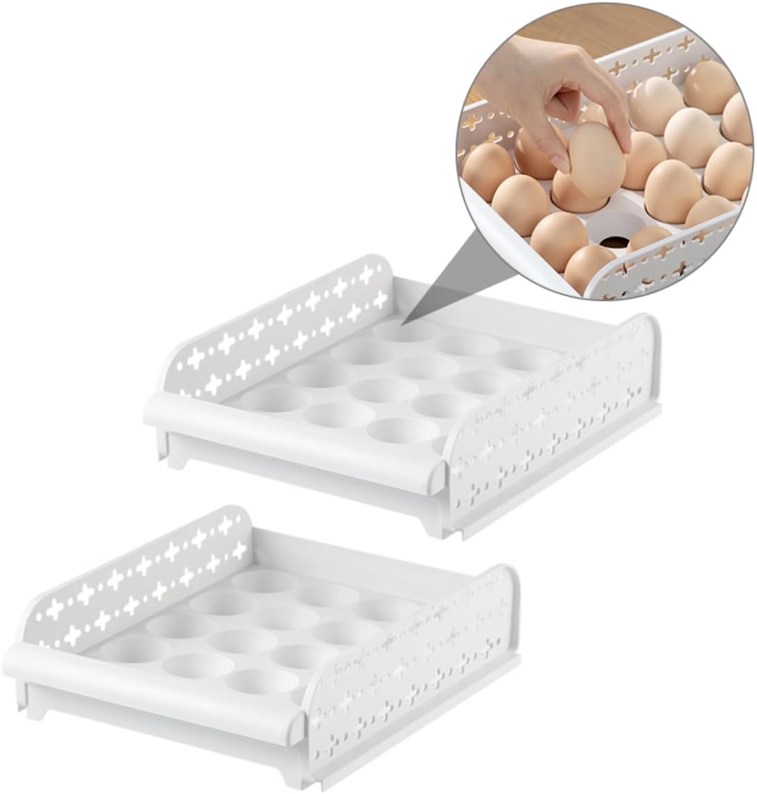 jojofuny 2pcs Type Egg Storage Case Plastic Crisper Storage Box for Home Egg Cartons Fridge
