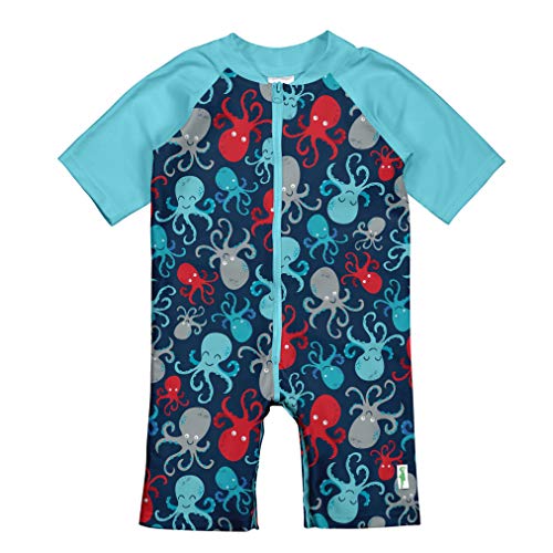 i play. by green sprouts unisex baby Sunsuit, Navy Octopus, 12 Months US
