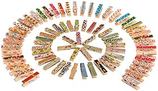 Coloured Wooden Clip,Mini Clothes Pegs 100 Pack Wooden Photo Clips Colorful Craft Clips for Art Craft DIY Patry Wedding Decoration 7 * 35mm