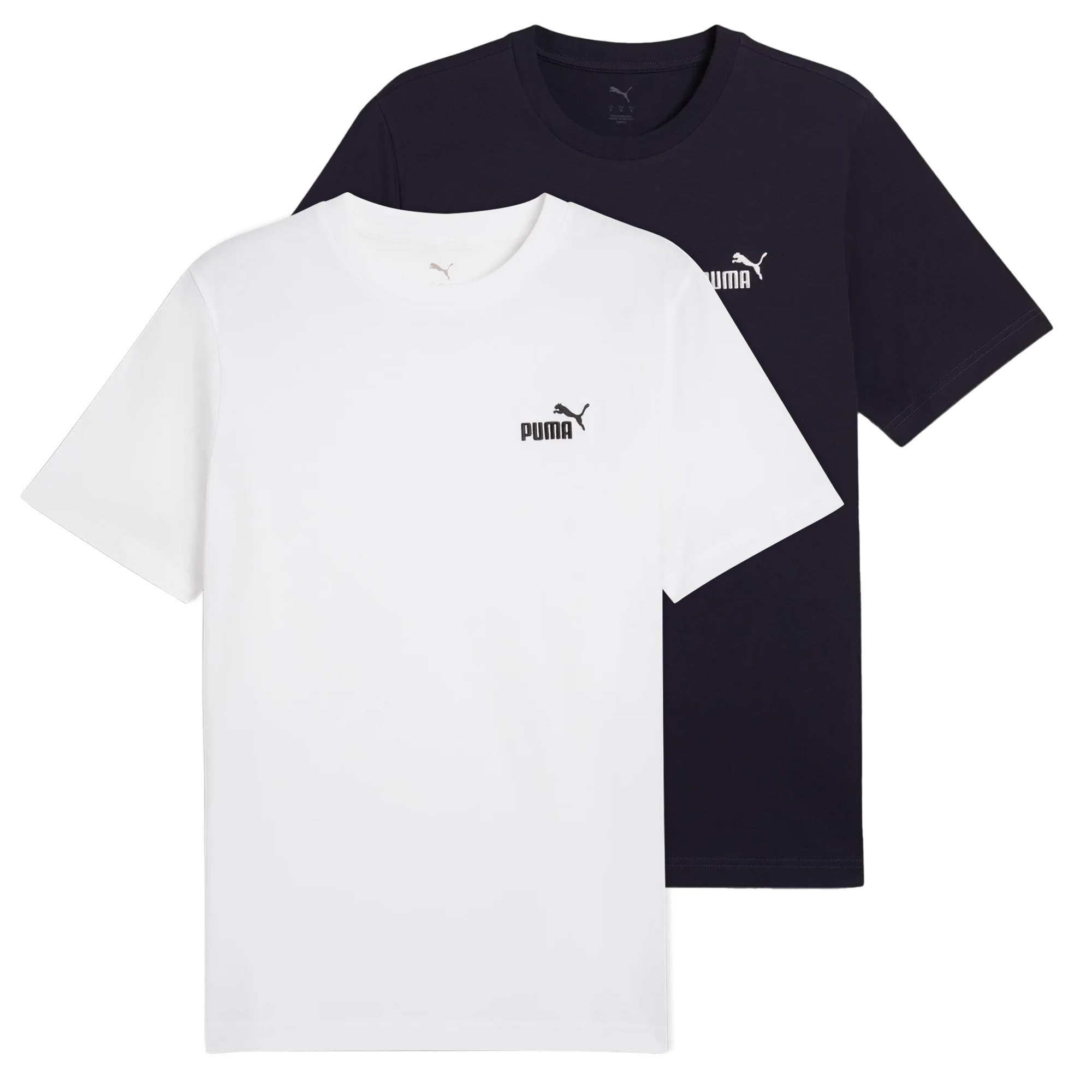PUMA Męski T-shirt 2-pak - ESS Small No. 1 Logo Tee, okrągły dekolt, krótki rękaw, uniwersalny