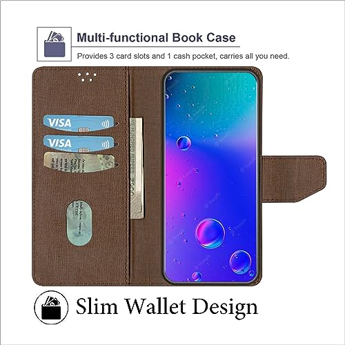 Image of SBMS Flip Cover for Nothing Phone (3a) Lite Back Cover Case with Magnatic Closure | Genuine Leather Finish | Inbuilt Stand | Card & Money Pocket | Wallet Style Flip Back Case Cover (Mat Brown)
