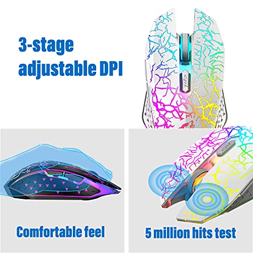 Wireless Gaming Keyboard And Mouse Combo,61 Key Rainbow Backlit Keyboard With Rechargeable 4000Mah,Mechanical Feel,Ergonomic,Quiet,Waterproof,Rgb Mute Mice For Ps4,Xbox One,Desktop,Pc #TOP4