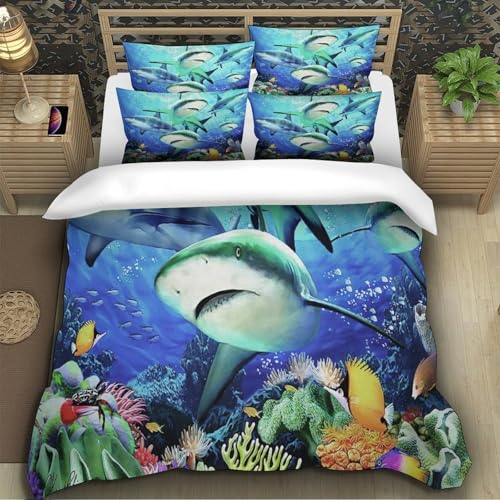 Parure de lit requin 135x200cm housse de couette microfiche 3D - 5