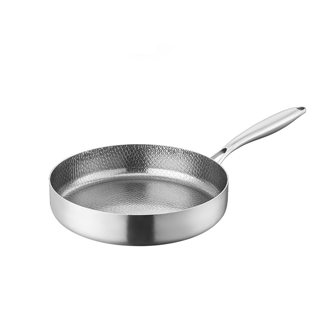 Padella in Titanio Puro con Coperchio, Padella Martellato Antiaderente, Antiaderente Multifunzionale Resistente Antigraffio in Titanio per Tutti Piani Cottura (No lid,24cm)