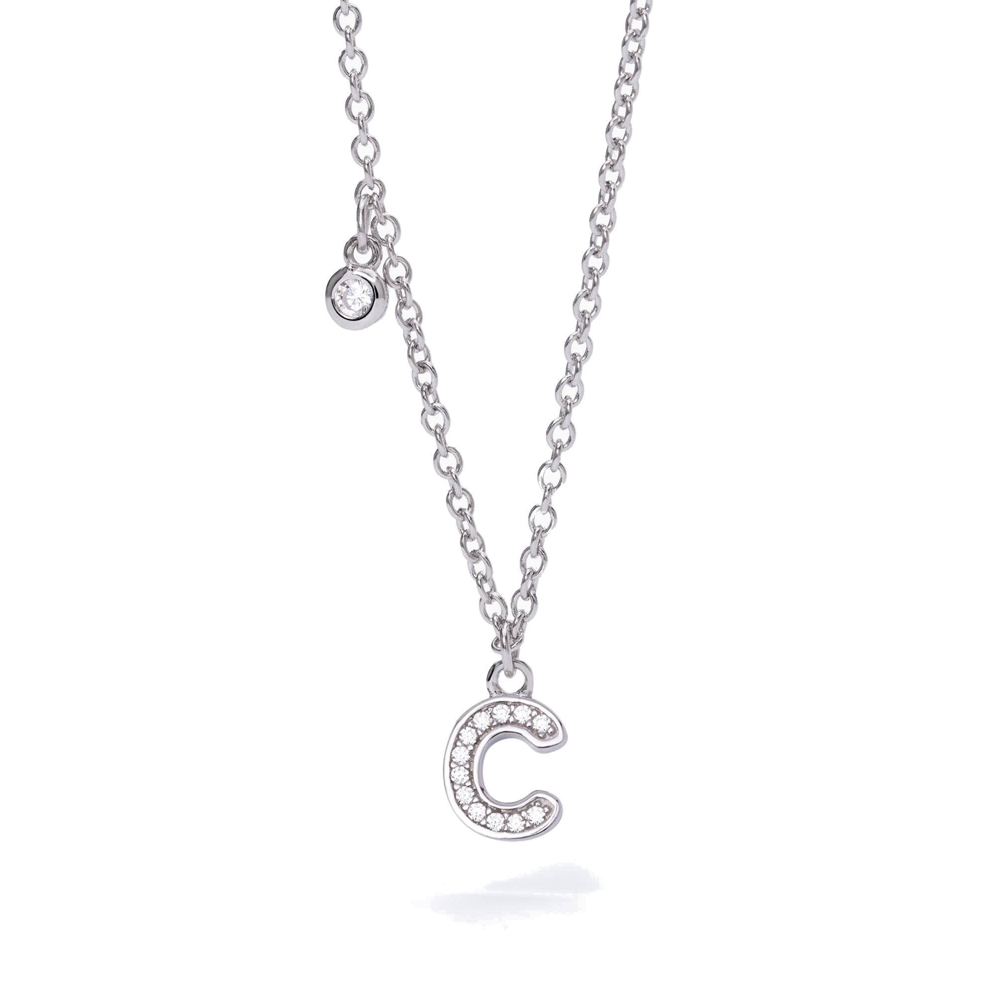 Mabina Gioielli - Collana Donna - Girocollo in argento con ciondolo lettera C e zirconi - 553500C