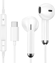 Wired Headphones USB C for Samsung Galaxy S25 Ultra S24 FE S23 S22 S21 A17 5G A16 A15 A56 A55 A36, USB C Earphones Type C Earbuds with Mic & Volume Control for iPhone 17 Air 16 Pro 15, Google Pixel 10