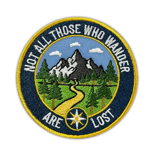 Not All Those Who Wander are Lost Embroidered Patch Nature Adventure Embroidery Patches Outdoor Trip Wanderlust Wilderness Explorer Hook & Loop Sew On Patches for Clothes Backpacks Hats 3x3 Inches