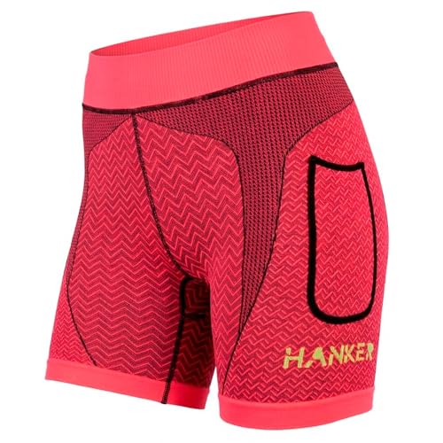 HANKER Mallas Deportivas Mujer Cortas Compresivas con Bolsillos Cintura Alta para Running y Gimnasio