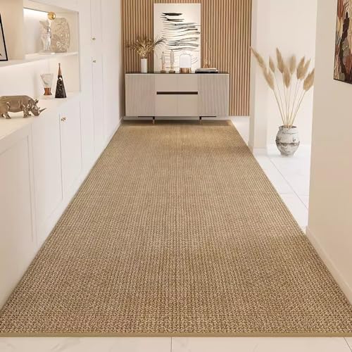 Runner Rug, Entrance Mat for Hallway, Dark Beige Non Slip Area Rug Modern, Washable Runner Rug Carpet for Hallway Bedroom Living Room Entryway, 2ft/4ft/6ft/7ft/8ft/10ft/12ft/15ft/16ft/18ft/20ft Long (