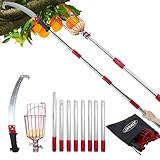 Astsäge Mit Stiel 3.2m,Teleskopsäge,Einstellbare Länge 3-in-1 Handsäge Teleskopstange,Und Obstpflücke Für Hohe Äste Abschneiden Und Obst Grabber,Gartengeräte-Set -JOVANT