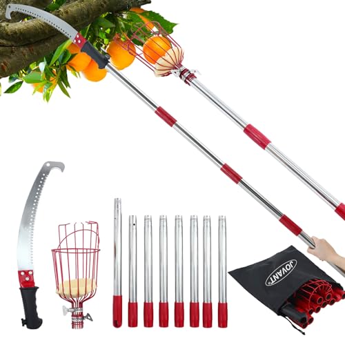 Astsäge Mit Stiel 3.2m,Teleskopsäge,Einstellbare Länge 3-in-1 Handsäge Teleskopstange,Und Obstpflücke Für Hohe Äste Abschneiden Und Obst Grabber,Gartengeräte-Set -JOVANT