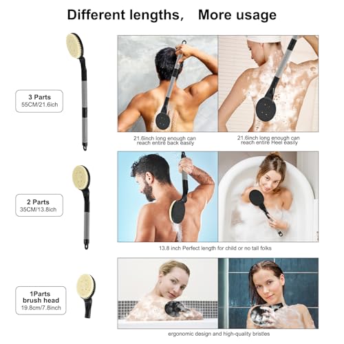 BTideas Non-Slip Shower Back Scrubber, 21.7 Inch Detachable Bath Brush, Exfoliating and Improving Skin Health for Elderly People with Limited Movement - Image 7