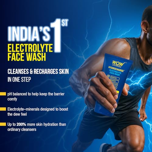 Image of WOW Skin Science Hydrocharge Electrolyte Face Wash 150 ML for Men & Women | Facewash with ElectroDew Tech, Sodium, Magnesium, Hyaluronic Acid & Coconut Water | India's 1st Electrolyte Cleanser | pH 5-6 | All Skin Types