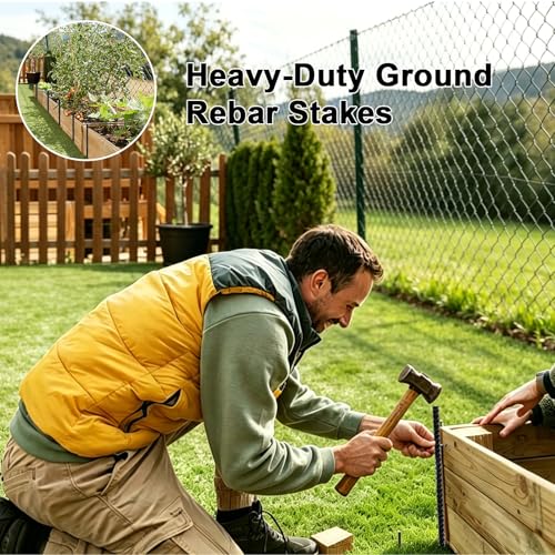 Image of Eurmax USA 16-Pack 16 Inch Rust-Proof Steel Canopy Anchors for High Winds, Heavy Duty Rebar Stakes, Chisel Point Metal Ground Stakes for Camping,Garden,Concrete Forming,Underground Anchoring