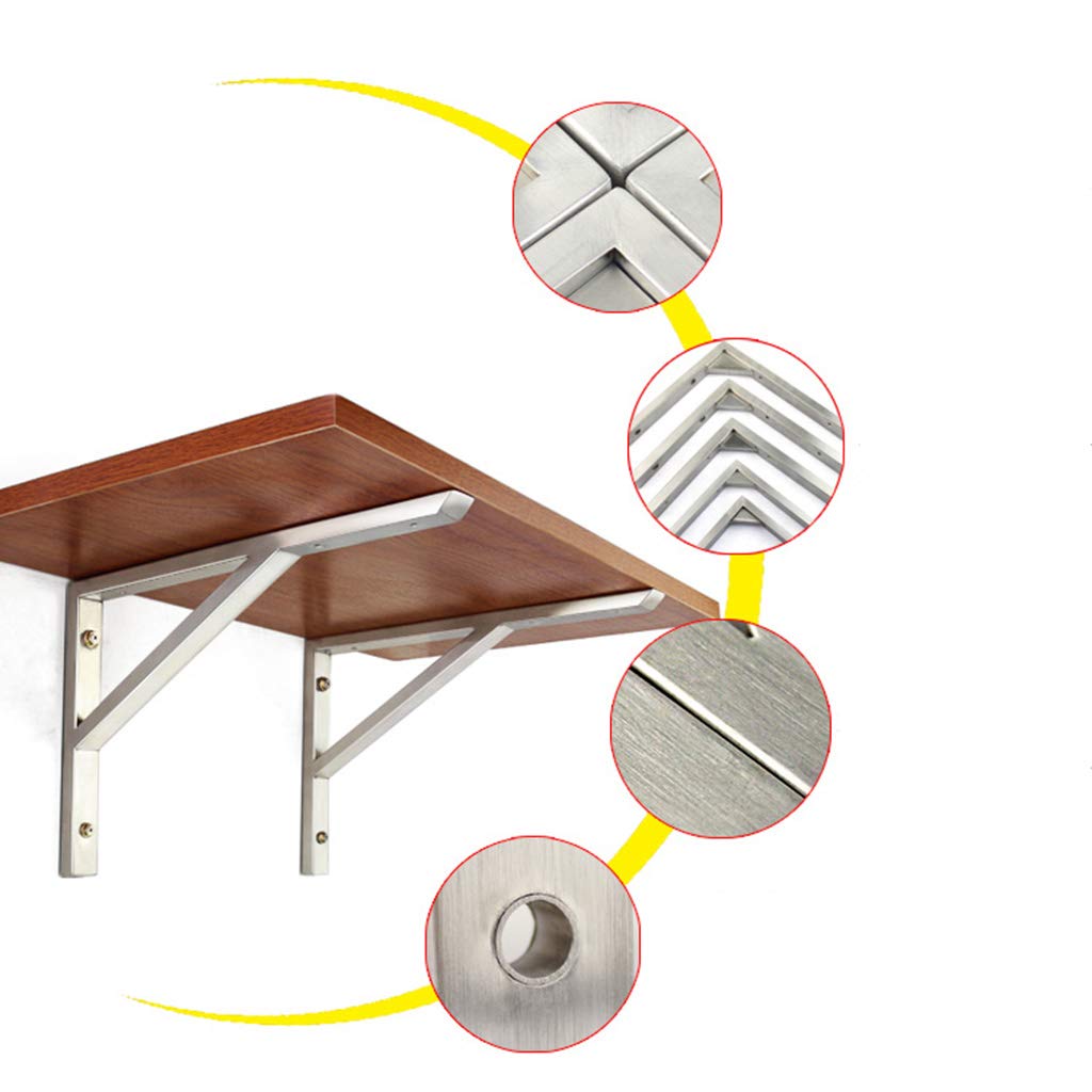 Lot de 2 supports d'étagère en acier inoxydable épais de 13 mm d'épaisseur, support de tube carré de 25 mm de large, super roulement de charge, envoyer des vis d'expansion, adaptés à diverses scènes