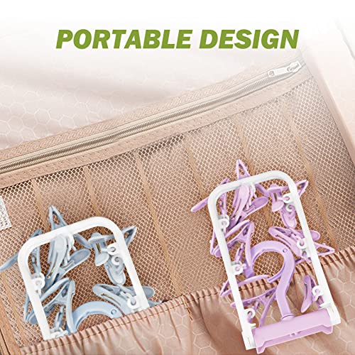image for Aolloa Clothes Drying Hanger with 12 Clips, 2 Pack Folding Portable Ha