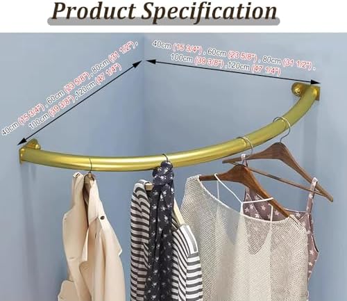 Curved Corner Closet Rods - Metal Tube Wardrobe Hanger Bar & Clothes Drying Rack for Efficient Space-Saving, Organizing & Hanging Clothes in Small Areas
