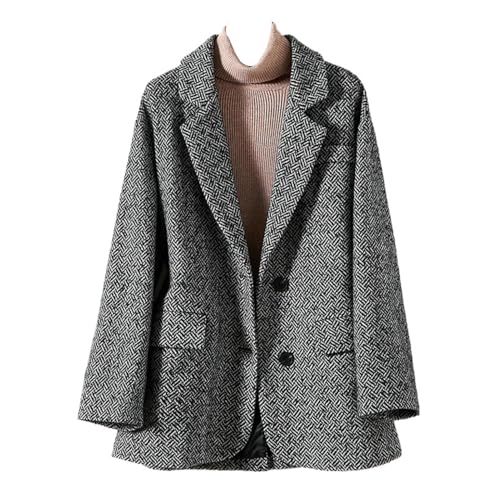 Veste vintage en tweed femme cachemire hiver manteau chic à chevrons