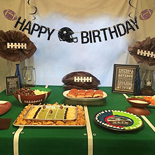 Deloklte Football Happy Birthday Banner, Sports Theme Birthday Party Decoration Photo Booth Props For Kids Boys Men, Football Player Birthday Party Bunting Banner, Football Sign Banner #TOP6