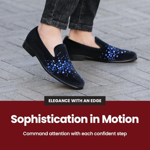 Image of Amali Men's Embellished Velvet Tuxedo Loafers, Smoking Slippers