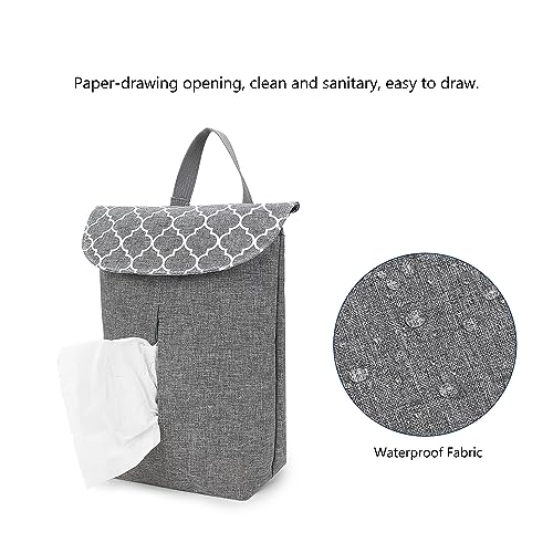 MOMIGO Wet Dry Bags for Baby Cloth Diapers - Reusable, Washable for Stroller, Diapers, Toiletries, Travel Bags, Beach, Pool, Gym Bag with Two Zippered Pockets (Geometric Grey)