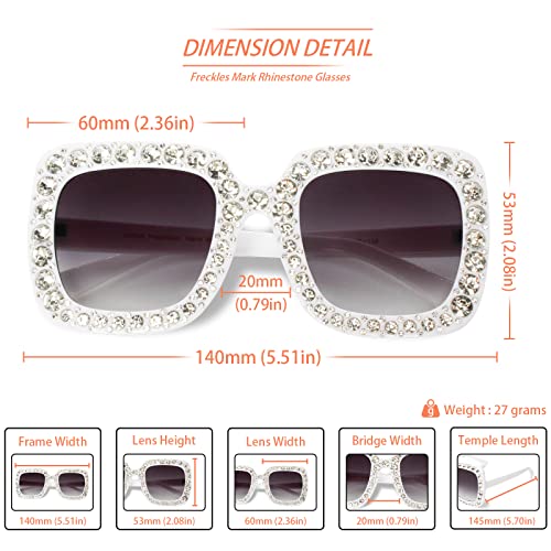Freckles Mark Rhinestone Oversized Sunglasses Womens Men Trendy Square Party Glasses for Concert Disco Outfit4