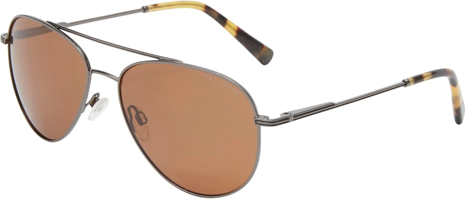 Ted Baker TMS169 Men's Aviator Polarized Sunglasses, UV400 Protection, 57 mm